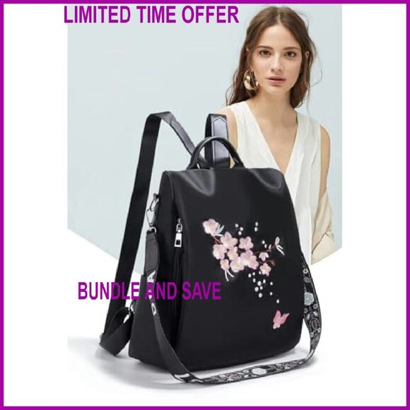 Small Nylon Anti-Theft Travel Backpack Purse with Embroidery Shoulder Bag main image 4